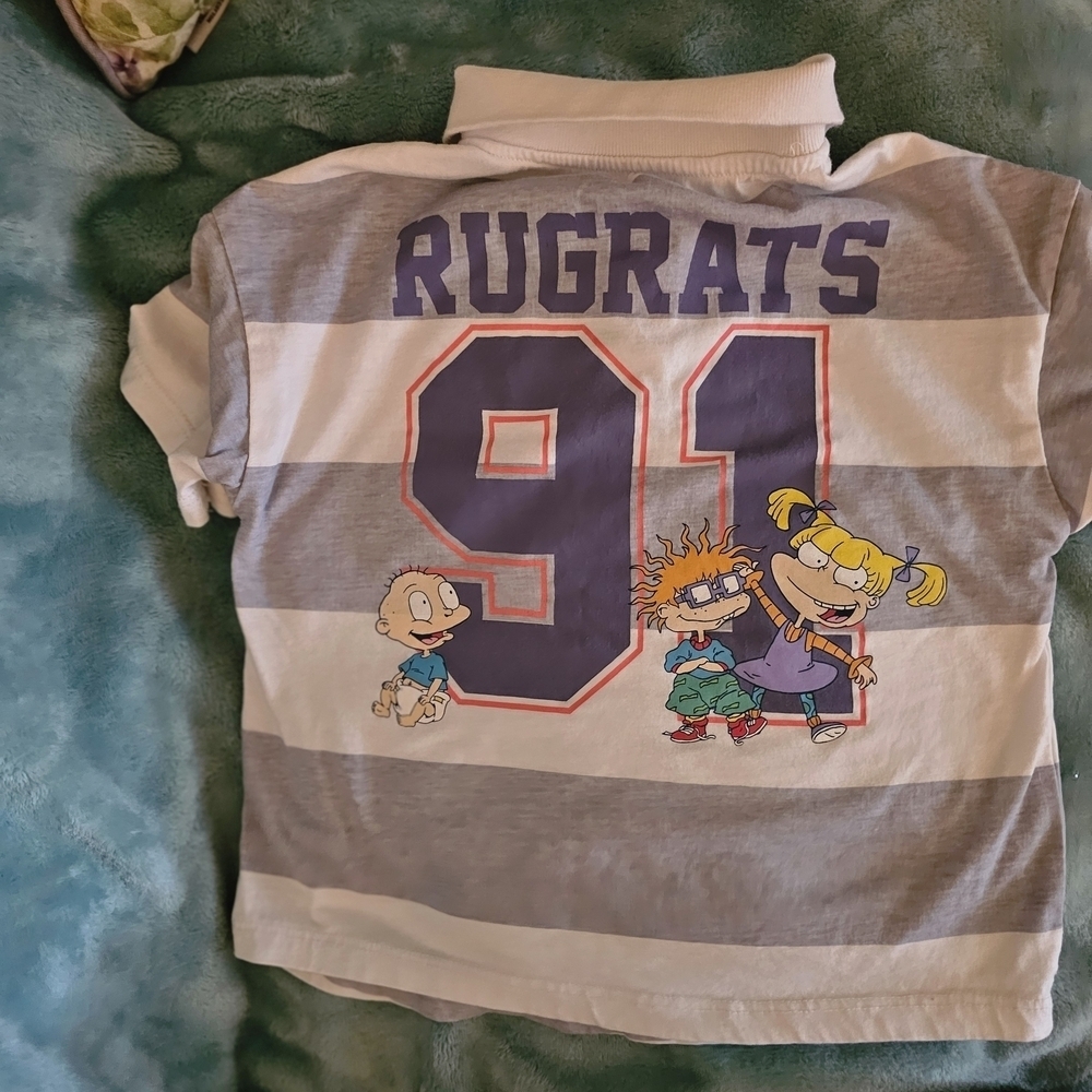 Nickelodeon Rugrats Toddler Polo - Gray and White - Picture 5 of 6